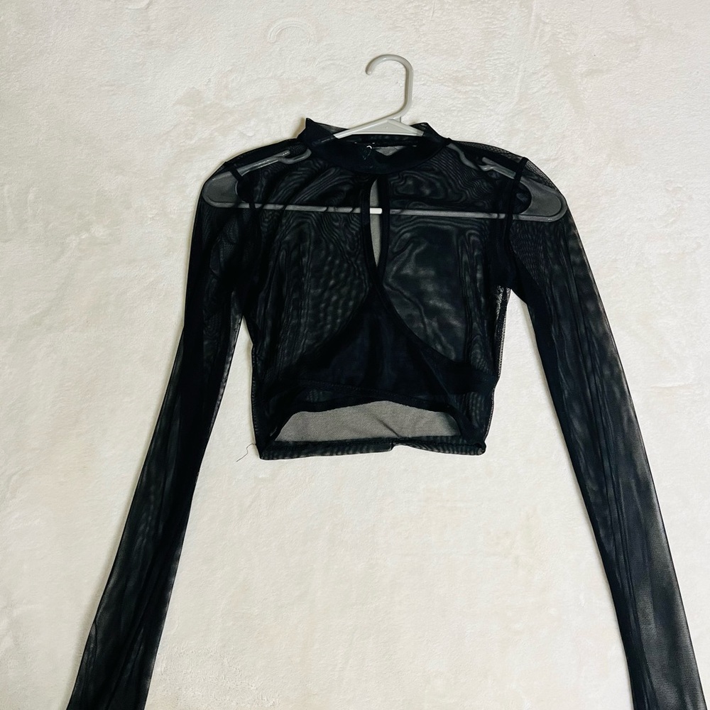 Mesh Black Crop Top